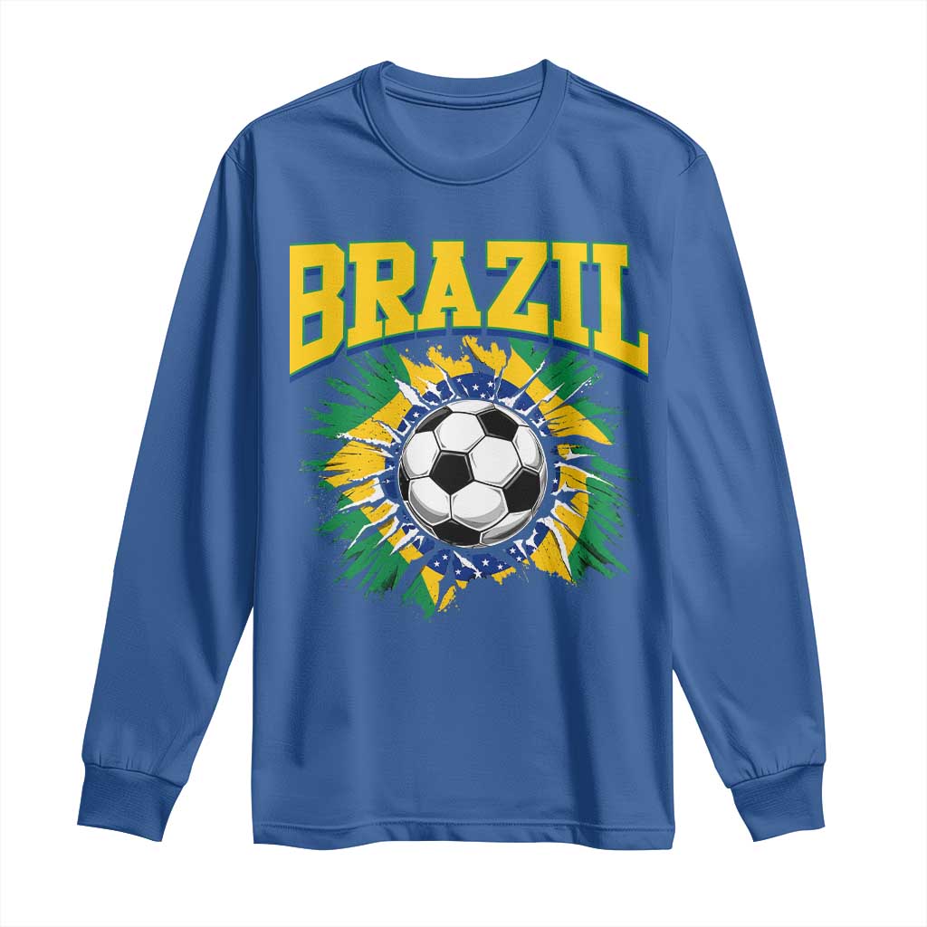 Brazil Soccer Fan Long Sleeve Shirt Brazilian Football Game Day Fan