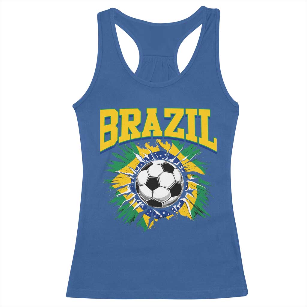 Brazil Soccer Fan Racerback Tank Top Brazilian Football Game Day Fan