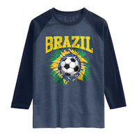 Brazil Soccer Fan Raglan Shirt Brazilian Football Game Day Fan