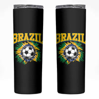 Brazil Soccer Fan Skinny Tumbler Brazilian Football Game Day Fan