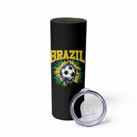 Brazil Soccer Fan Skinny Tumbler Brazilian Football Game Day Fan