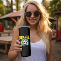 Brazil Soccer Fan Skinny Tumbler Brazilian Football Game Day Fan