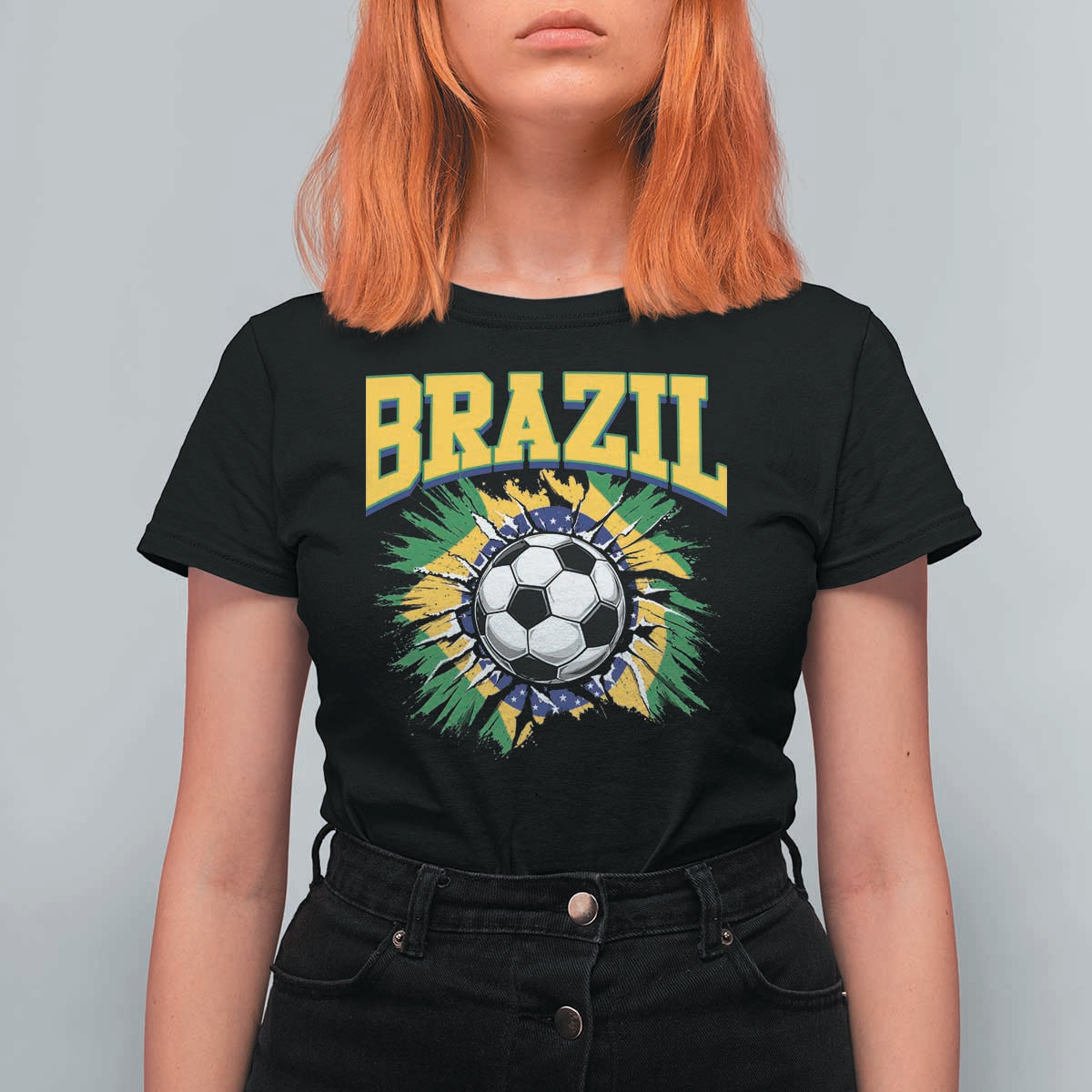 Brazil Soccer Fan T Shirt For Women Brazilian Football Game Day Fan