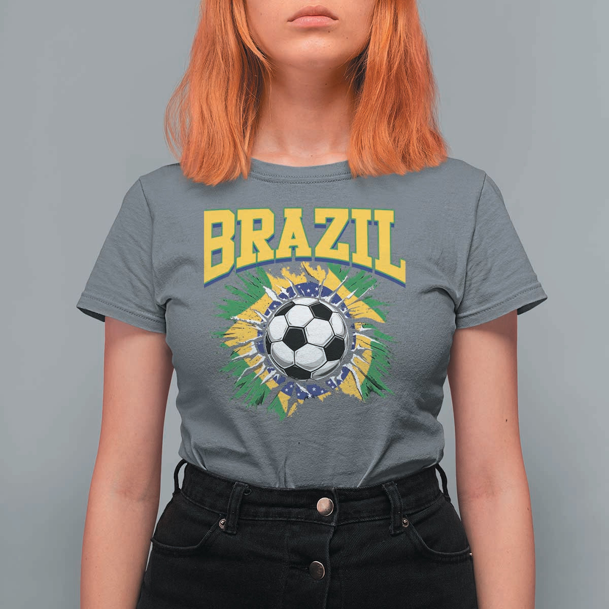 Brazil Soccer Fan T Shirt For Women Brazilian Football Game Day Fan