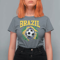 Brazil Soccer Fan T Shirt For Women Brazilian Football Game Day Fan
