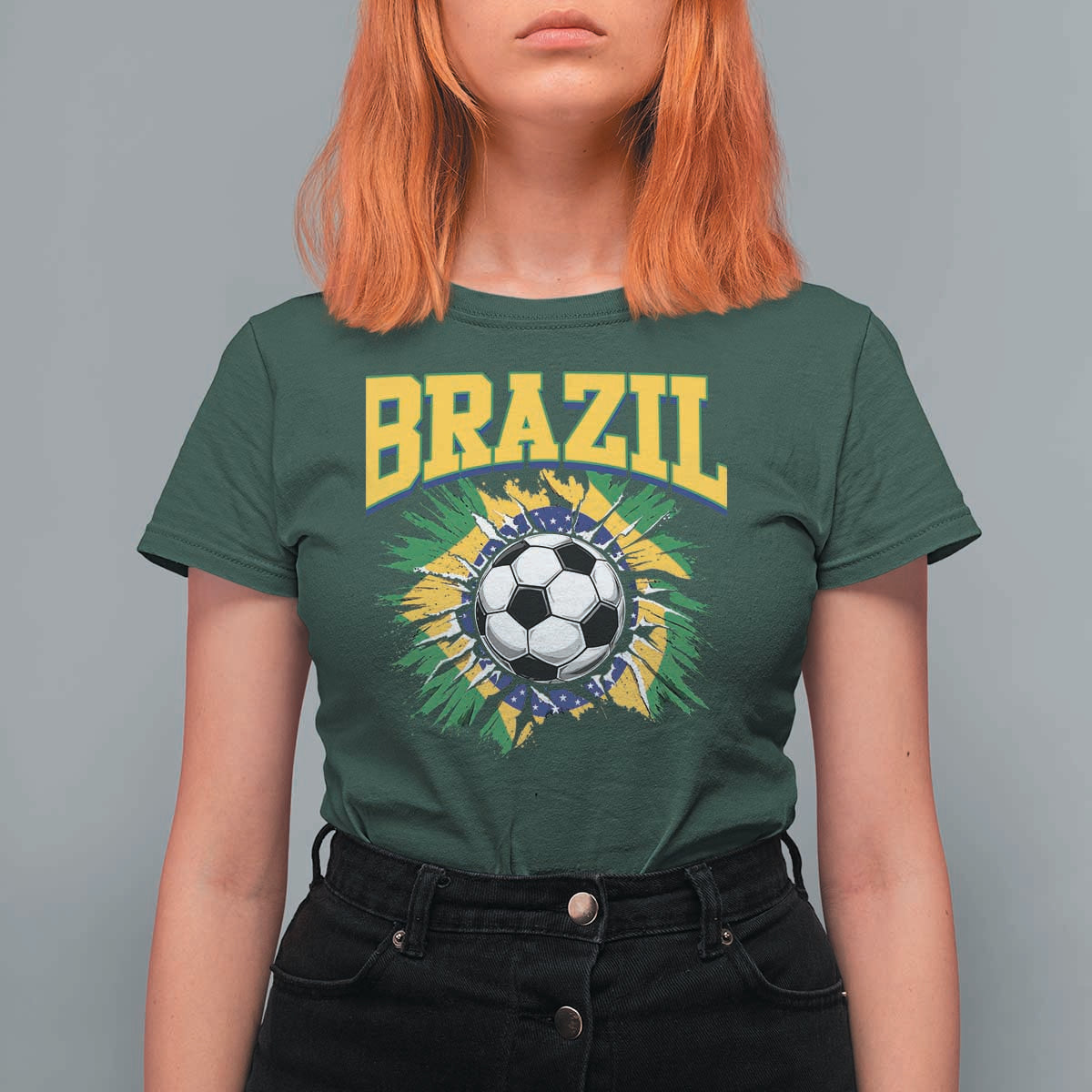 Brazil Soccer Fan T Shirt For Women Brazilian Football Game Day Fan