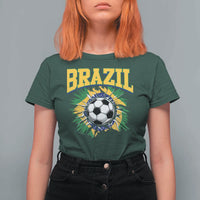 Brazil Soccer Fan T Shirt For Women Brazilian Football Game Day Fan