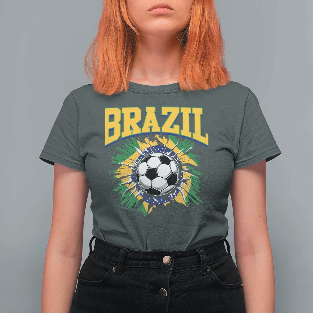 Brazil Soccer Fan T Shirt For Women Brazilian Football Game Day Fan