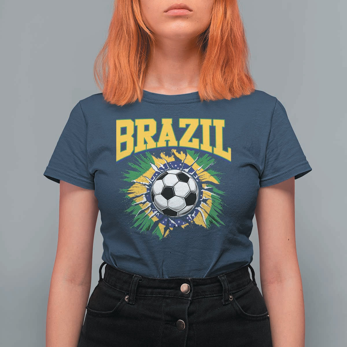 Brazil Soccer Fan T Shirt For Women Brazilian Football Game Day Fan