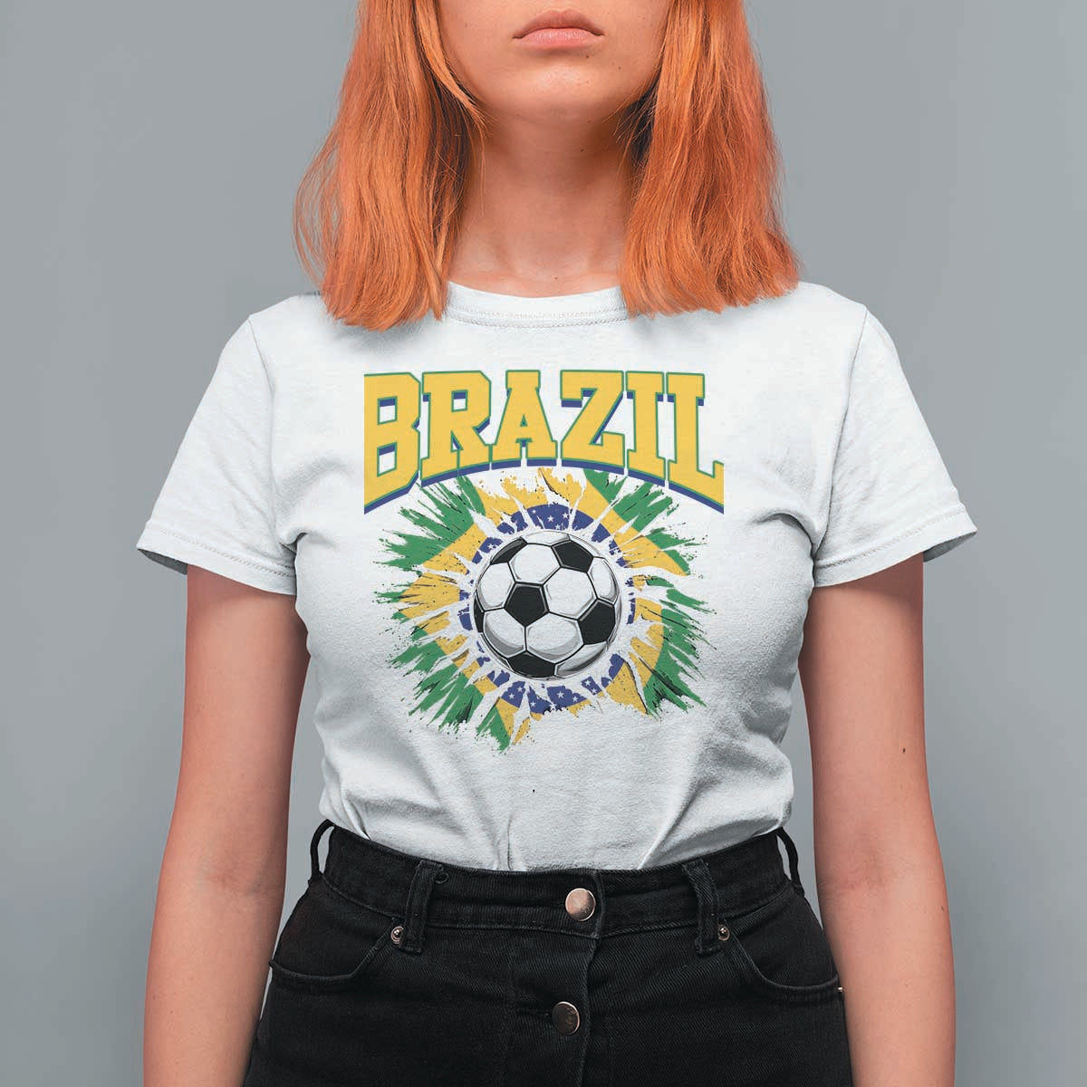 Brazil Soccer Fan T Shirt For Women Brazilian Football Game Day Fan