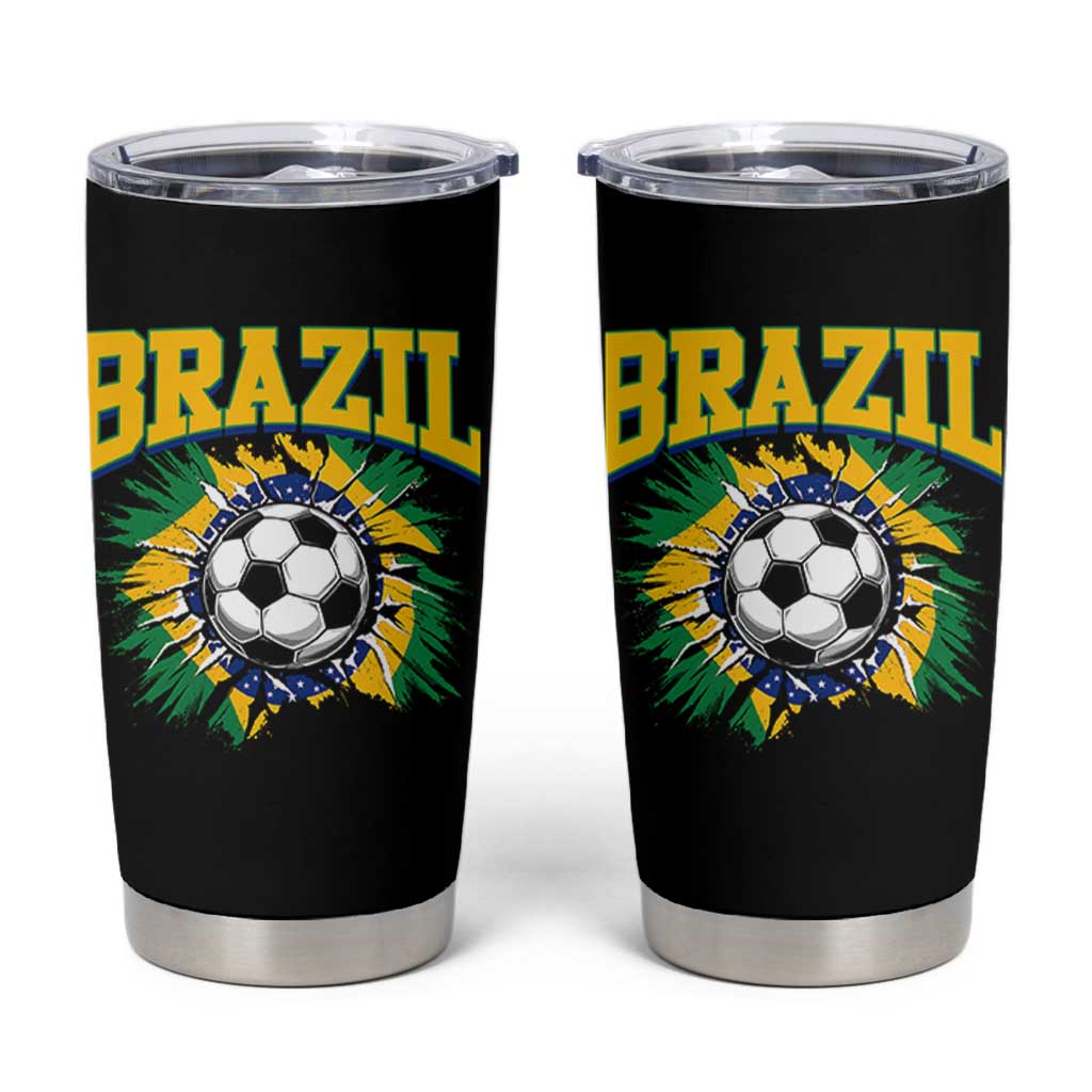 Brazil Soccer Fan Tumbler Cup Brazilian Football Game Day Fan
