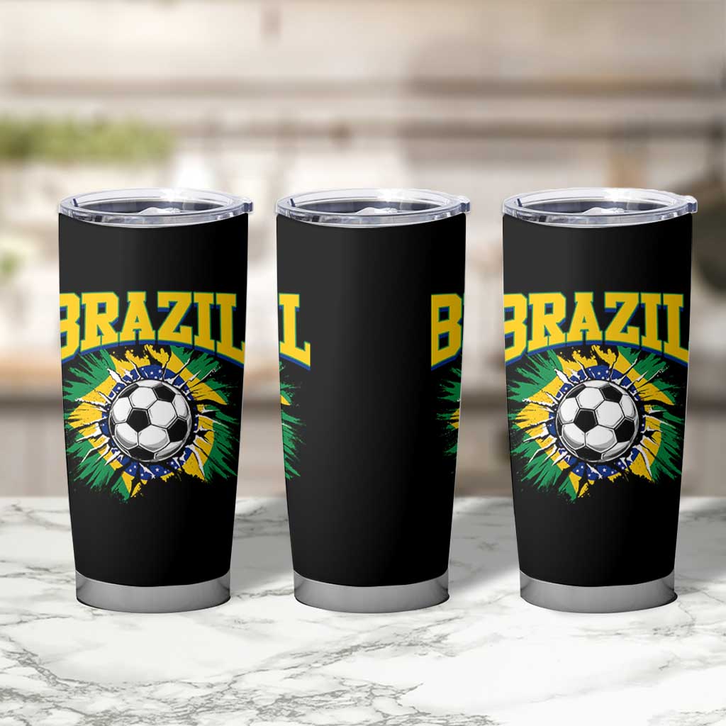 Brazil Soccer Fan Tumbler Cup Brazilian Football Game Day Fan
