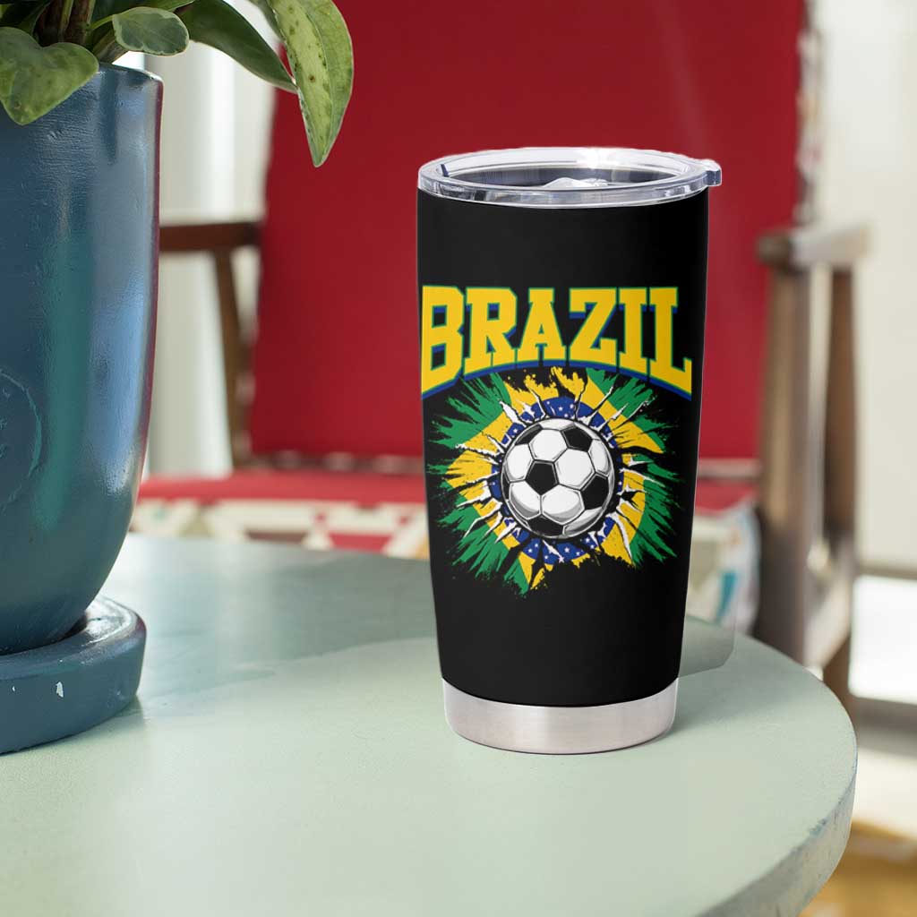Brazil Soccer Fan Tumbler Cup Brazilian Football Game Day Fan