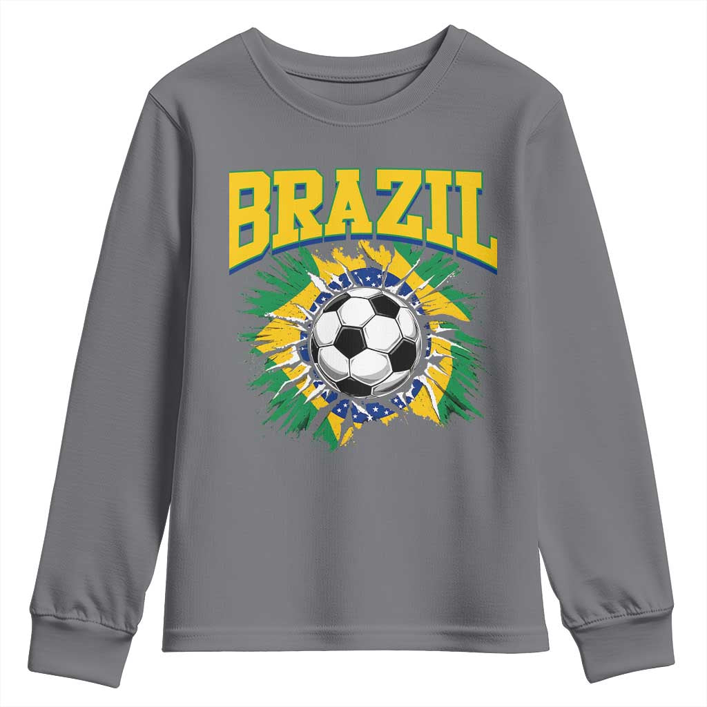Brazil Soccer Fan Youth Sweatshirt Brazilian Football Game Day Fan