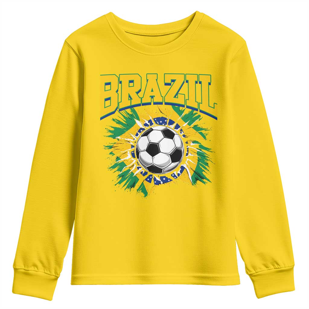 Brazil Soccer Fan Youth Sweatshirt Brazilian Football Game Day Fan
