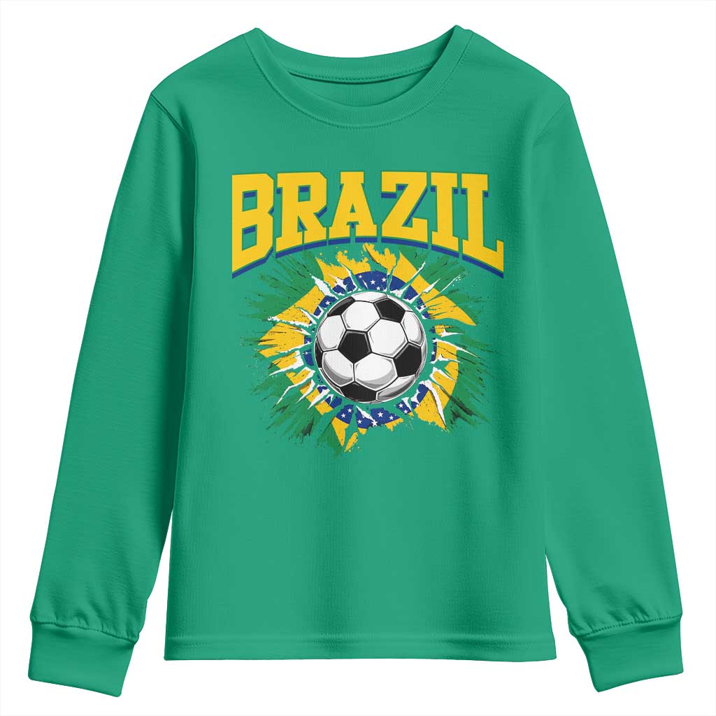 Brazil Soccer Fan Youth Sweatshirt Brazilian Football Game Day Fan