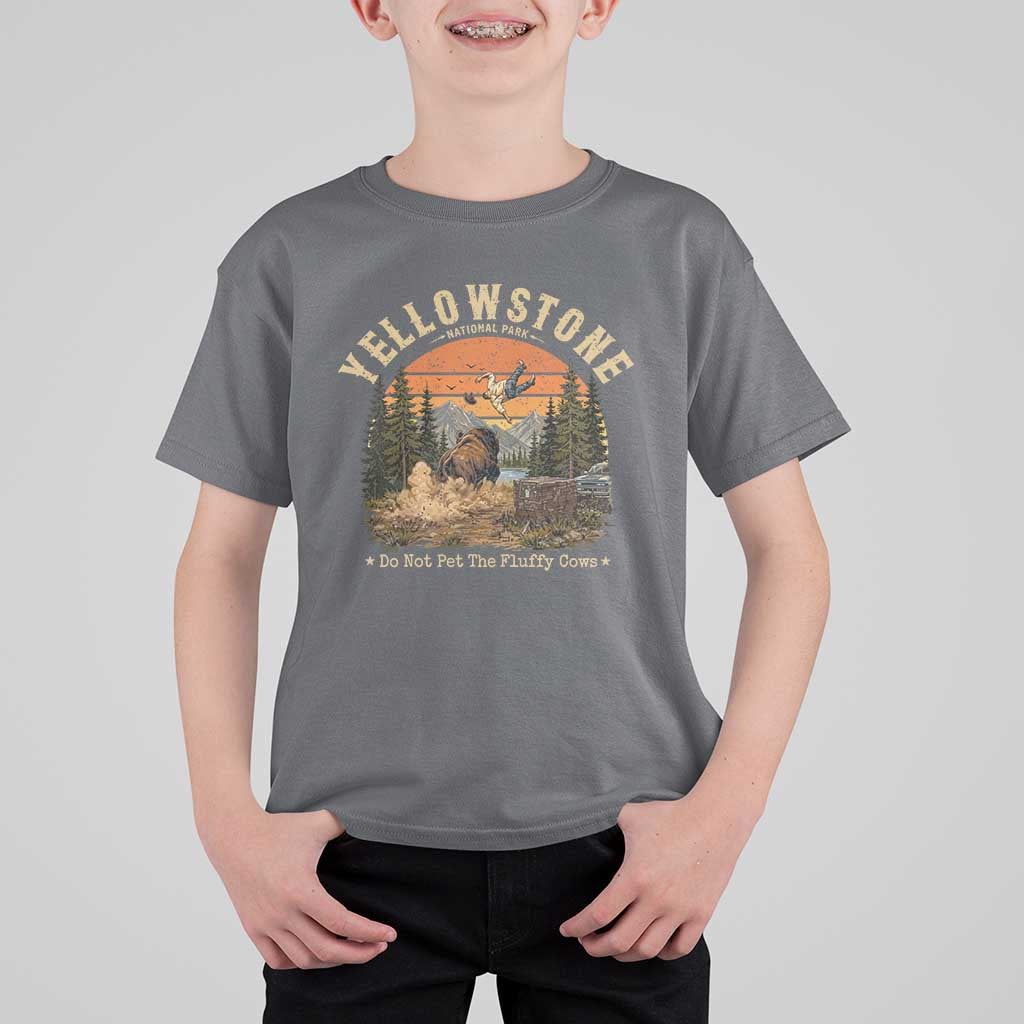 Yellowstone Do Not Pet The Fluffy Cows T Shirt For Kid Funny Bison Meme Wildlife Lover Gift