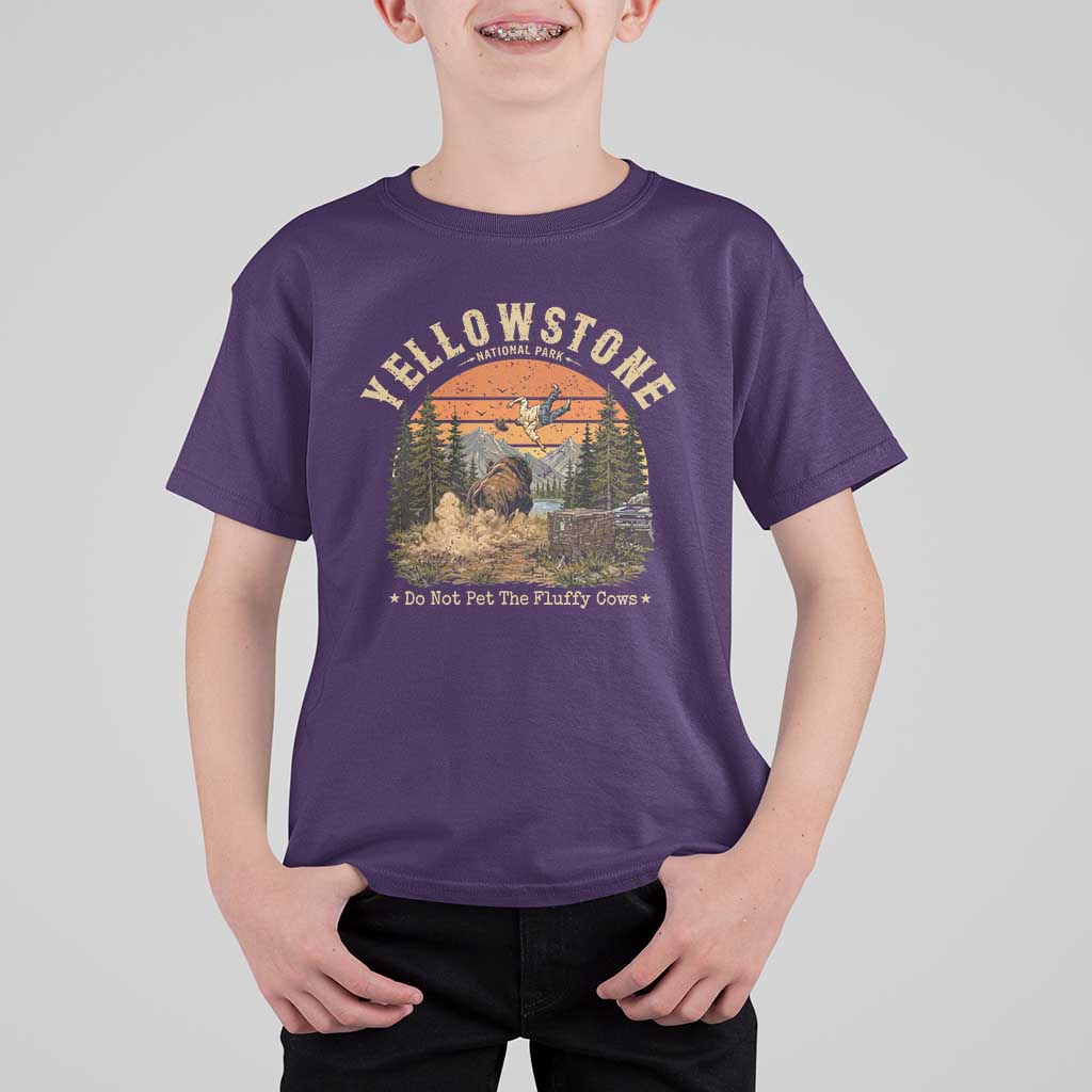 Yellowstone Do Not Pet The Fluffy Cows T Shirt For Kid Funny Bison Meme Wildlife Lover Gift