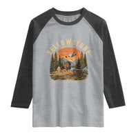 Yellowstone Do Not Pet The Fluffy Cows Raglan Shirt Funny Bison Meme Wildlife Lover Gift