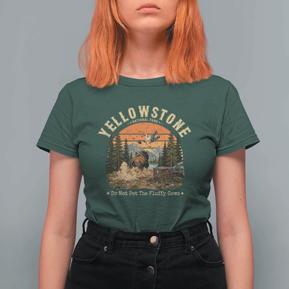 Yellowstone Do Not Pet The Fluffy Cows T Shirt For Women Funny Bison Meme Wildlife Lover Gift