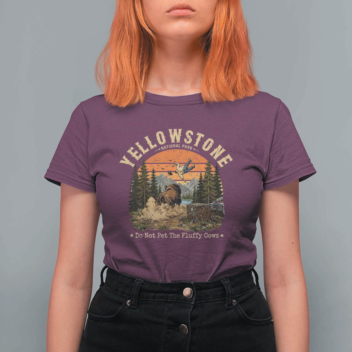 Yellowstone Do Not Pet The Fluffy Cows T Shirt For Women Funny Bison Meme Wildlife Lover Gift