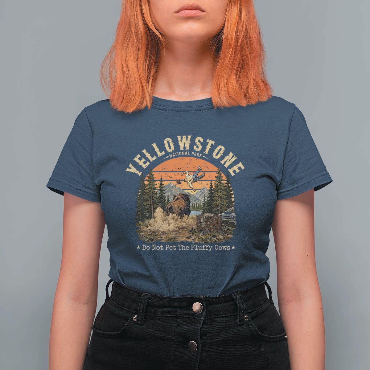 Yellowstone Do Not Pet The Fluffy Cows T Shirt For Women Funny Bison Meme Wildlife Lover Gift