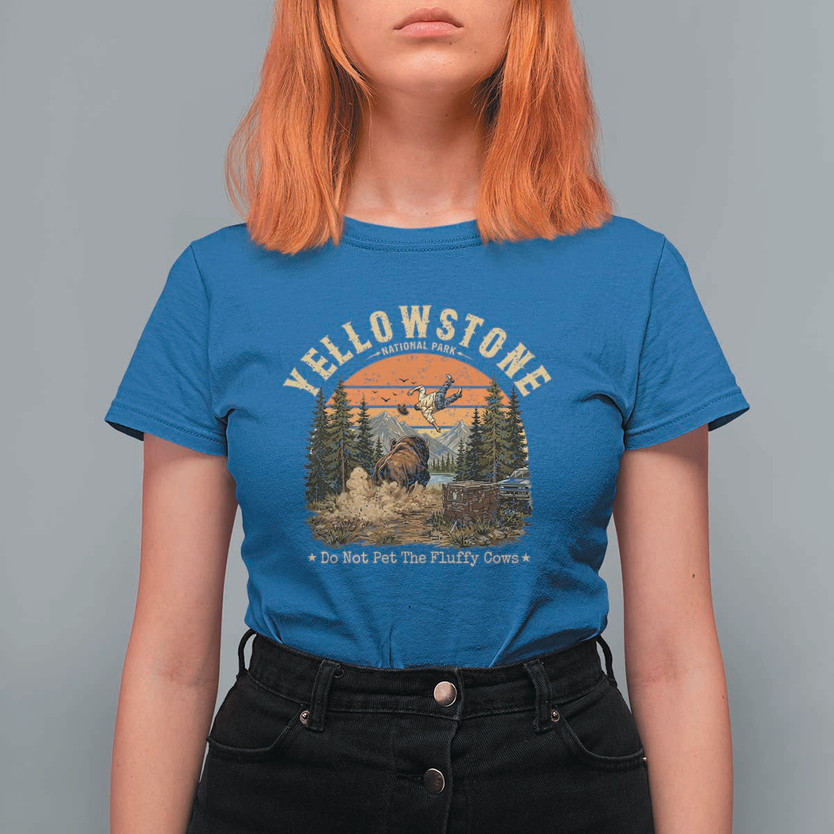Yellowstone Do Not Pet The Fluffy Cows T Shirt For Women Funny Bison Meme Wildlife Lover Gift