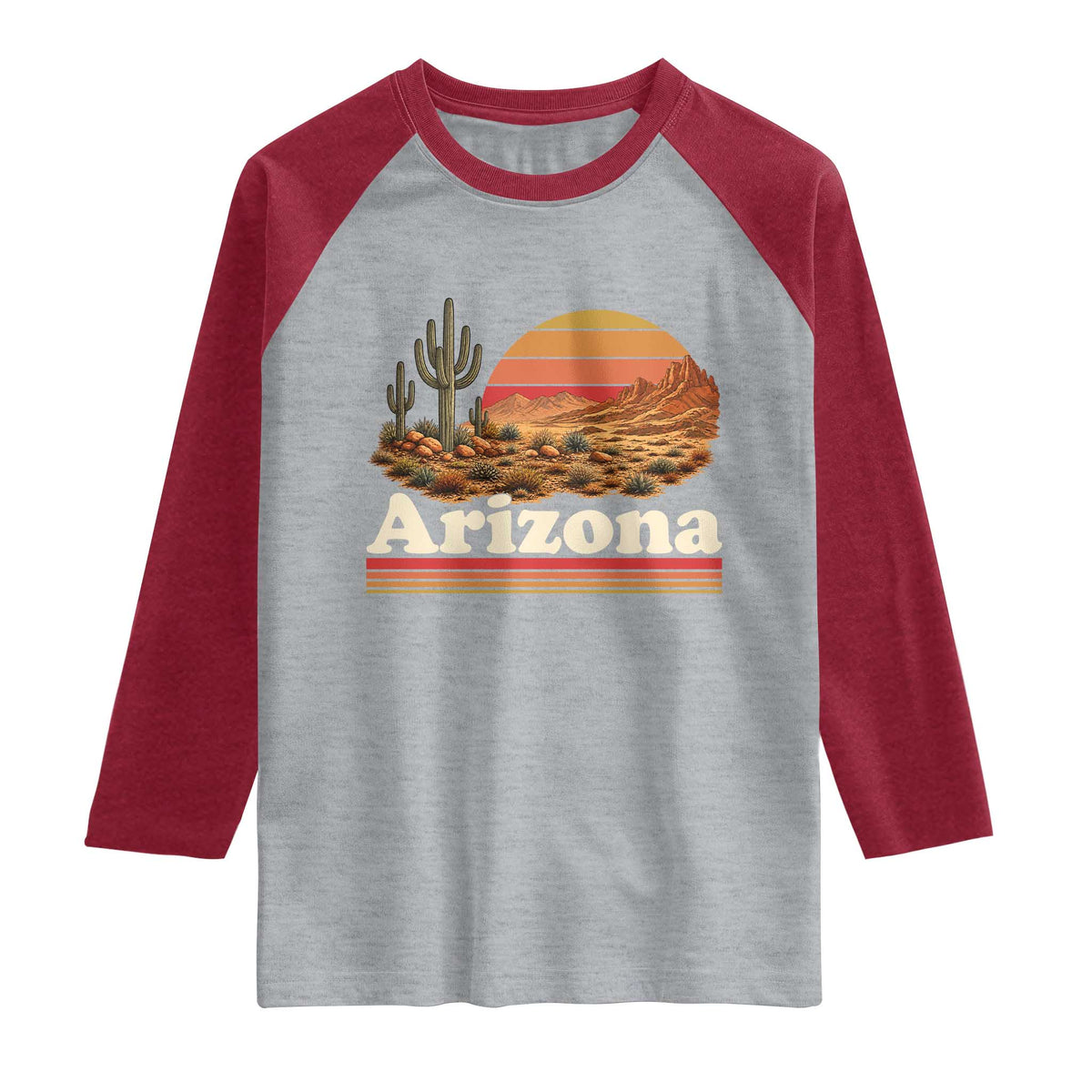 Arizona Desert Sunset Saguaro Cactus Mountains Nature Lover Raglan Shirt