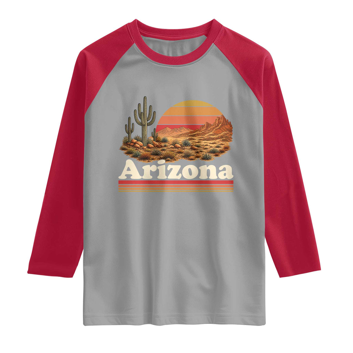 Arizona Desert Sunset Saguaro Cactus Mountains Nature Lover Raglan Shirt