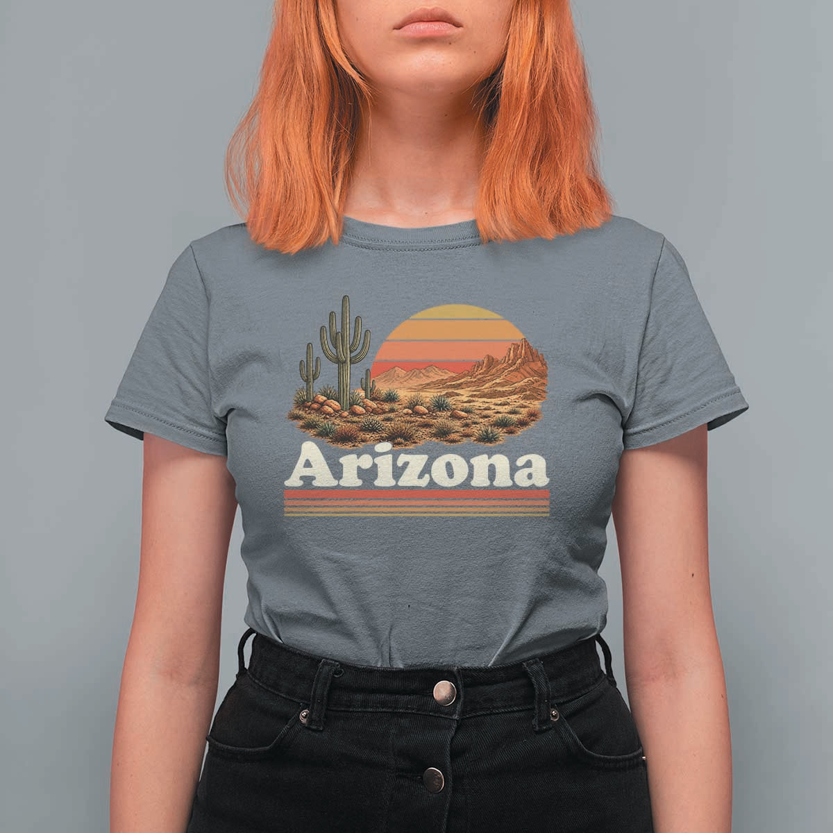 Arizona Desert Sunset Saguaro Cactus Mountains Nature Lover T Shirt For Women