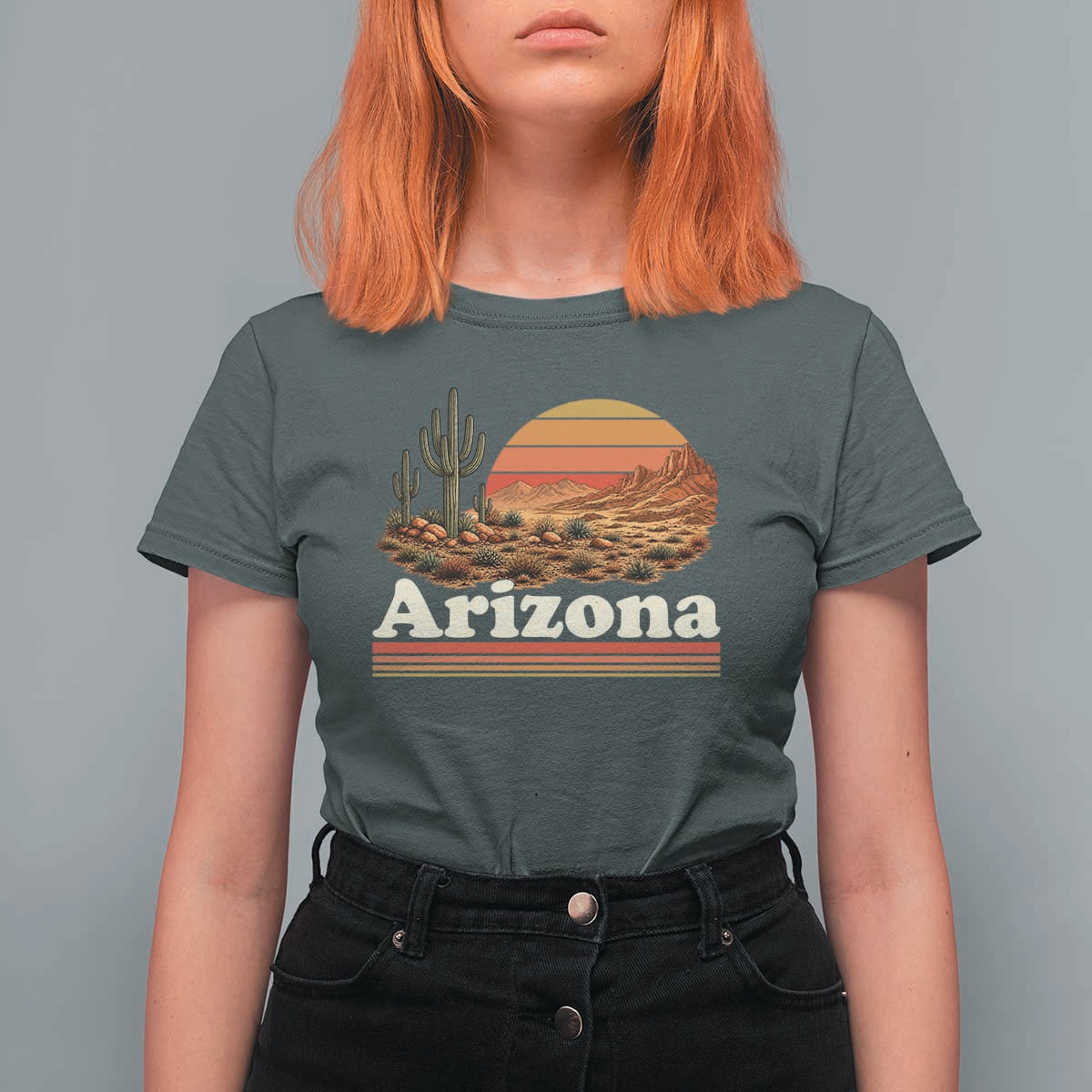 Arizona Desert Sunset Saguaro Cactus Mountains Nature Lover T Shirt For Women