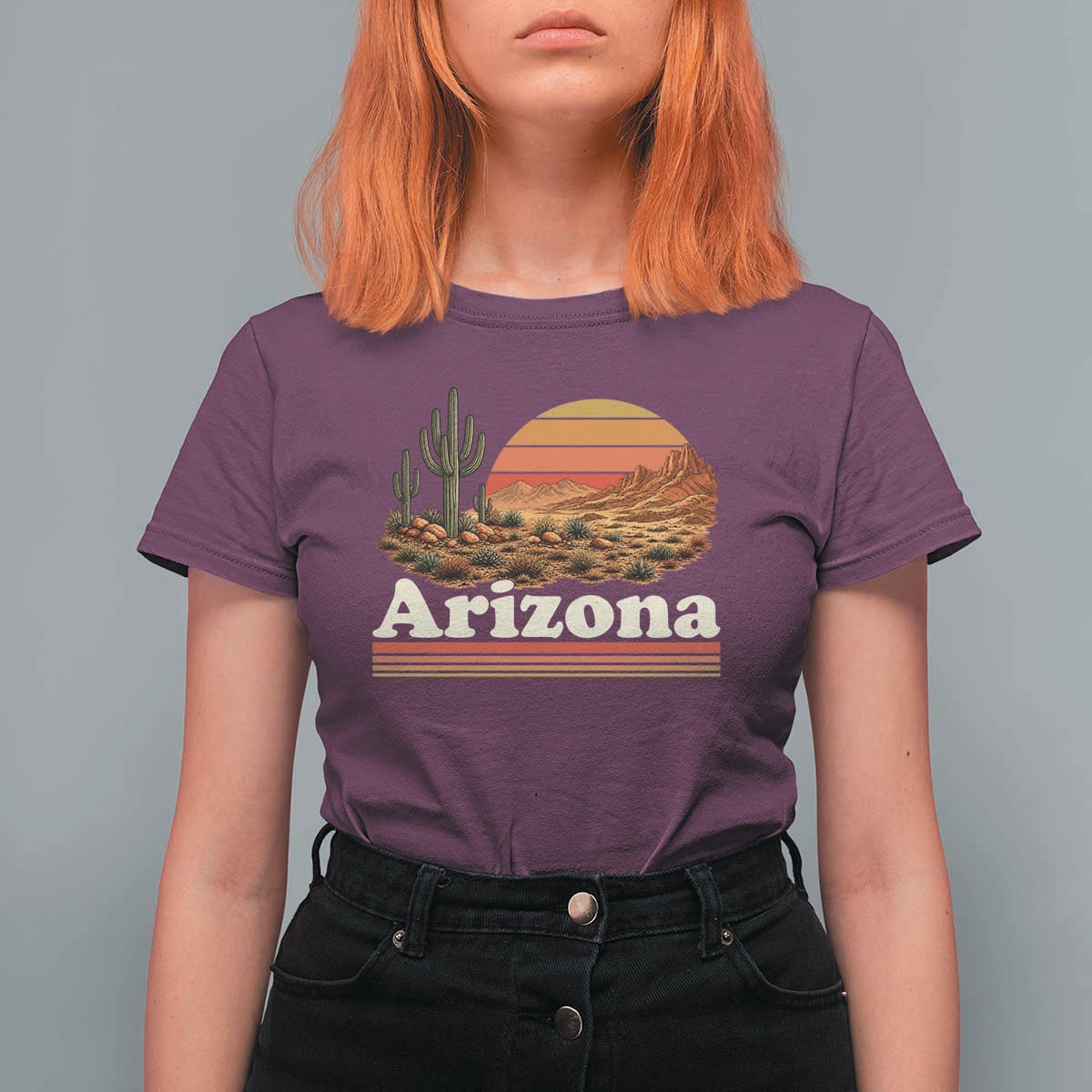 Arizona Desert Sunset Saguaro Cactus Mountains Nature Lover T Shirt For Women