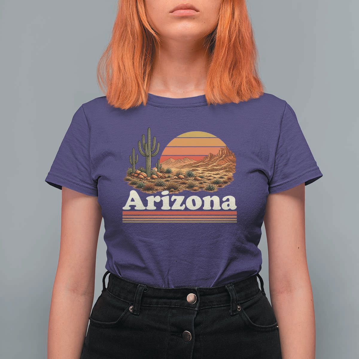 Arizona Desert Sunset Saguaro Cactus Mountains Nature Lover T Shirt For Women
