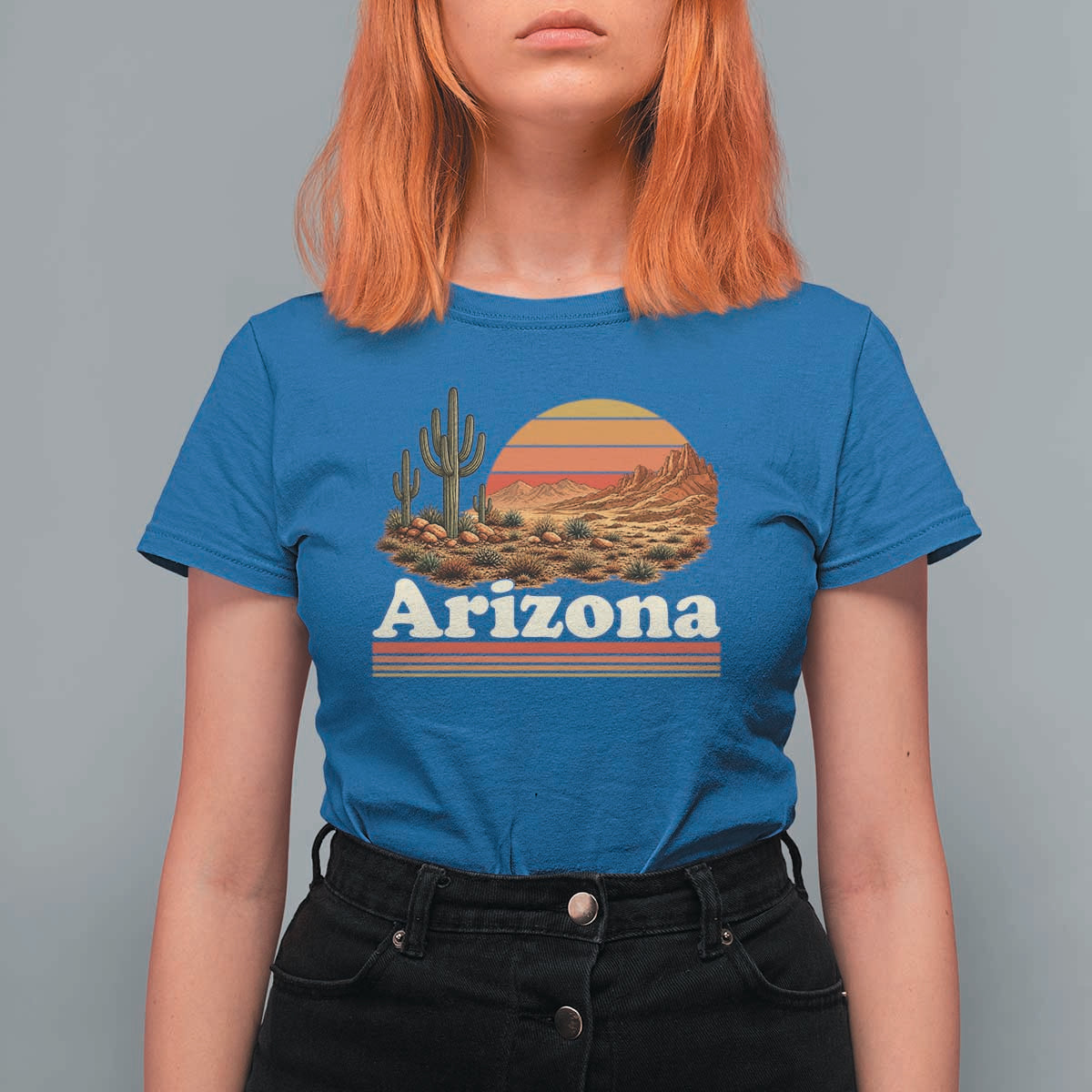 Arizona Desert Sunset Saguaro Cactus Mountains Nature Lover T Shirt For Women