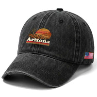 Arizona Desert Sunset Saguaro Cactus Mountains Nature Lover Washed Cotton Baseball Cap