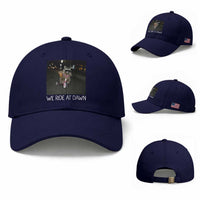 We Ride at Dawn Baseball Cap Funny Racoon Riding Tricycle Chaotic Meme