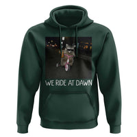 We Ride at Dawn Hoodie Funny Racoon Riding Tricycle Chaotic Meme