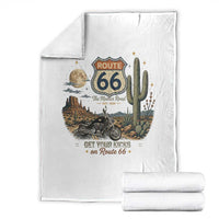 Highway 66 Get Your Kicks Centennial Road Trip Throw Blanket Vintage 1976 American Cruiser Motorcycle Lover 100th Anniversary Gift