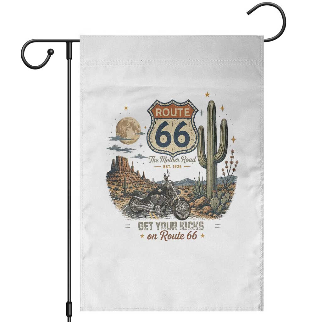 Highway 66 Get Your Kicks Centennial Road Trip Garden Flag Vintage 1976 American Cruiser Motorcycle Lover 100th Anniversary Gift