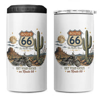 Highway 66 Get Your Kicks Centennial Road Trip 4 in 1 Can Cooler Tumbler Vintage 1976 American Cruiser Motorcycle Lover 100th Anniversary Gift