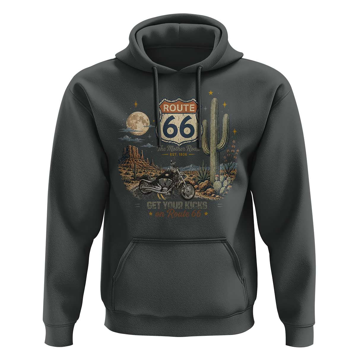 Highway 66 Get Your Kicks Centennial Road Trip Hoodie Vintage 1976 American Cruiser Motorcycle Lover 100th Anniversary Gift
