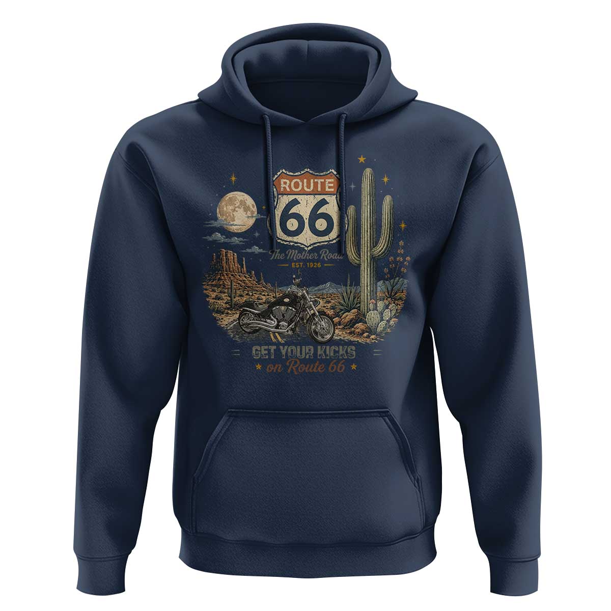 Highway 66 Get Your Kicks Centennial Road Trip Hoodie Vintage 1976 American Cruiser Motorcycle Lover 100th Anniversary Gift