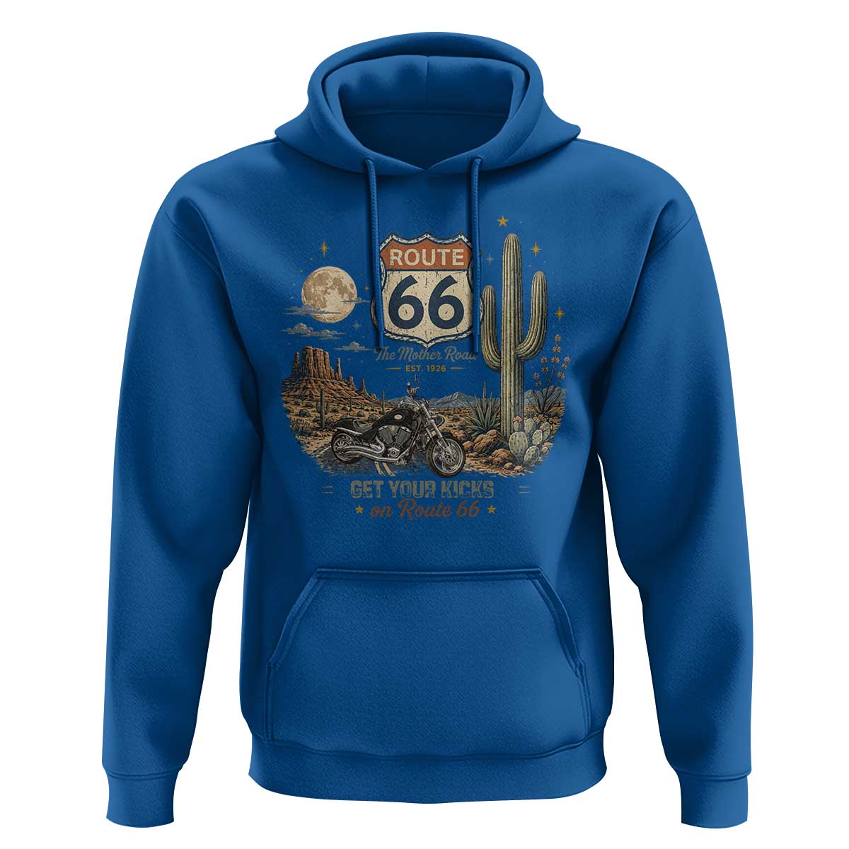 Highway 66 Get Your Kicks Centennial Road Trip Hoodie Vintage 1976 American Cruiser Motorcycle Lover 100th Anniversary Gift