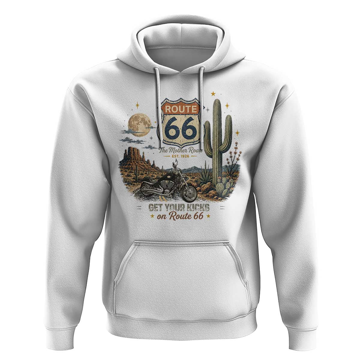 Highway 66 Get Your Kicks Centennial Road Trip Hoodie Vintage 1976 American Cruiser Motorcycle Lover 100th Anniversary Gift