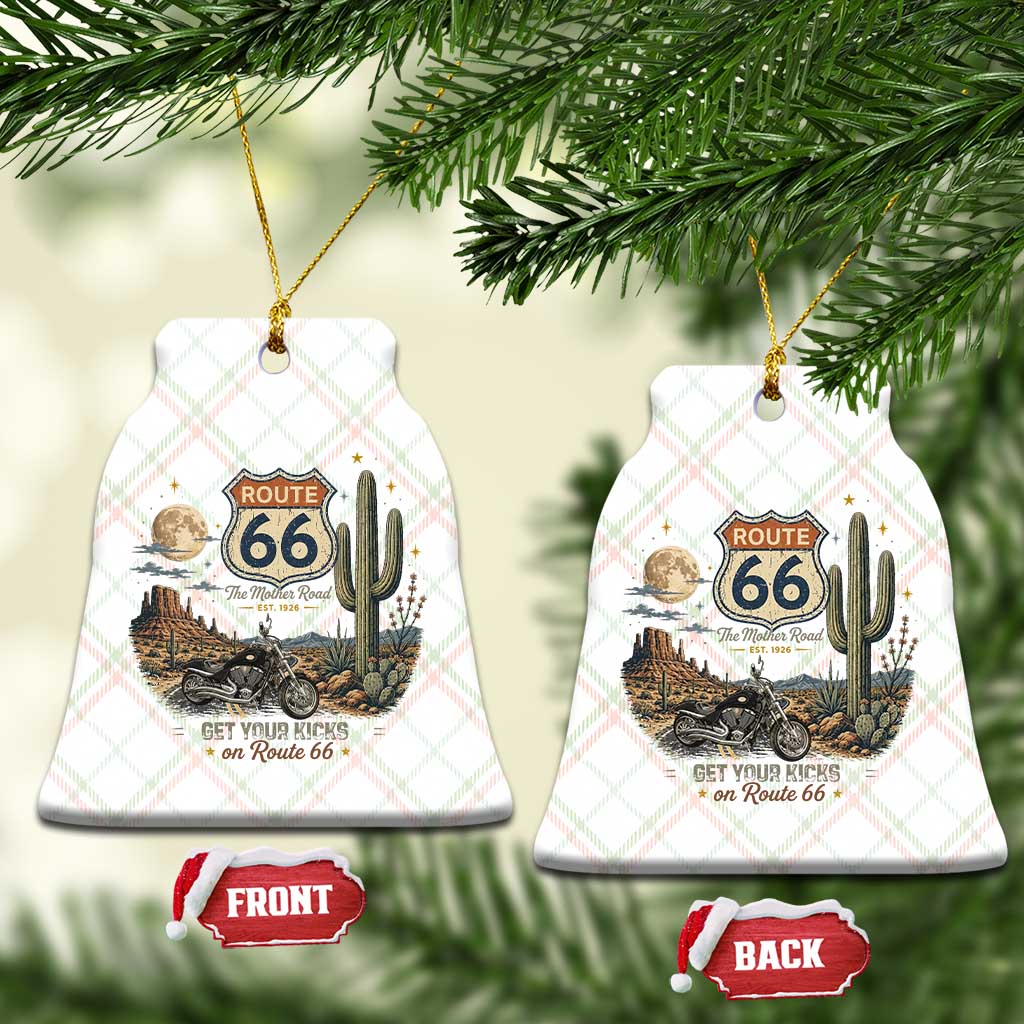 Highway 66 Get Your Kicks Centennial Road Trip Ceramic Ornament Vintage 1976 American Cruiser Motorcycle Lover 100th Anniversary Gift