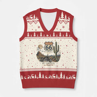 Highway 66 Get Your Kicks Centennial Road Trip V-Neck Knit Sweater Vest Vintage 1976 American Cruiser Motorcycle Lover 100th Anniversary Gift