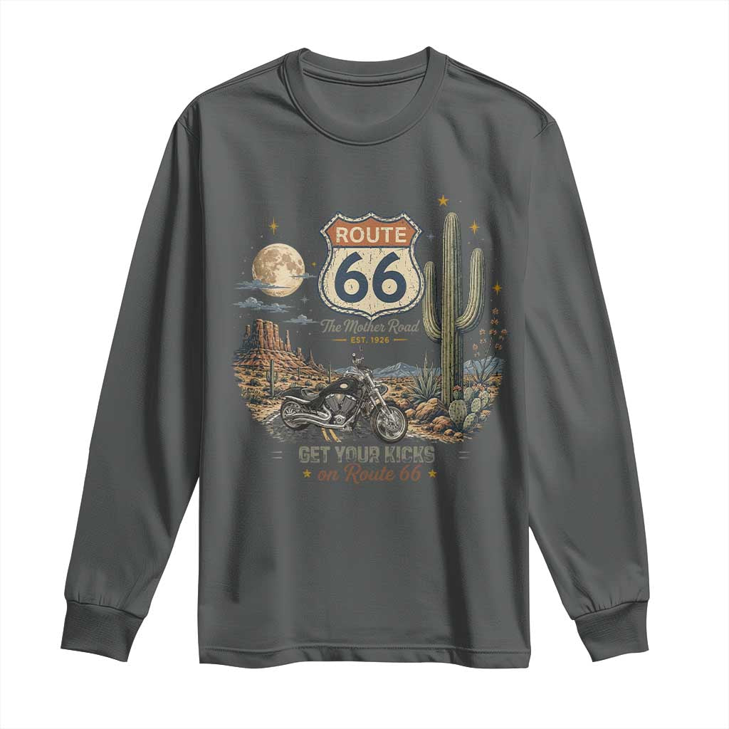 Highway 66 Get Your Kicks Centennial Road Trip Long Sleeve Shirt Vintage 1976 American Cruiser Motorcycle Lover 100th Anniversary Gift