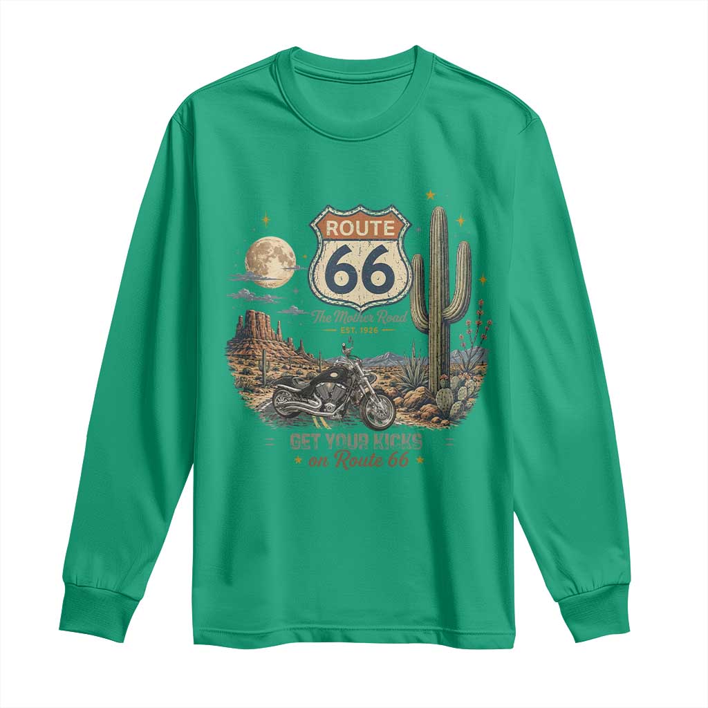 Highway 66 Get Your Kicks Centennial Road Trip Long Sleeve Shirt Vintage 1976 American Cruiser Motorcycle Lover 100th Anniversary Gift