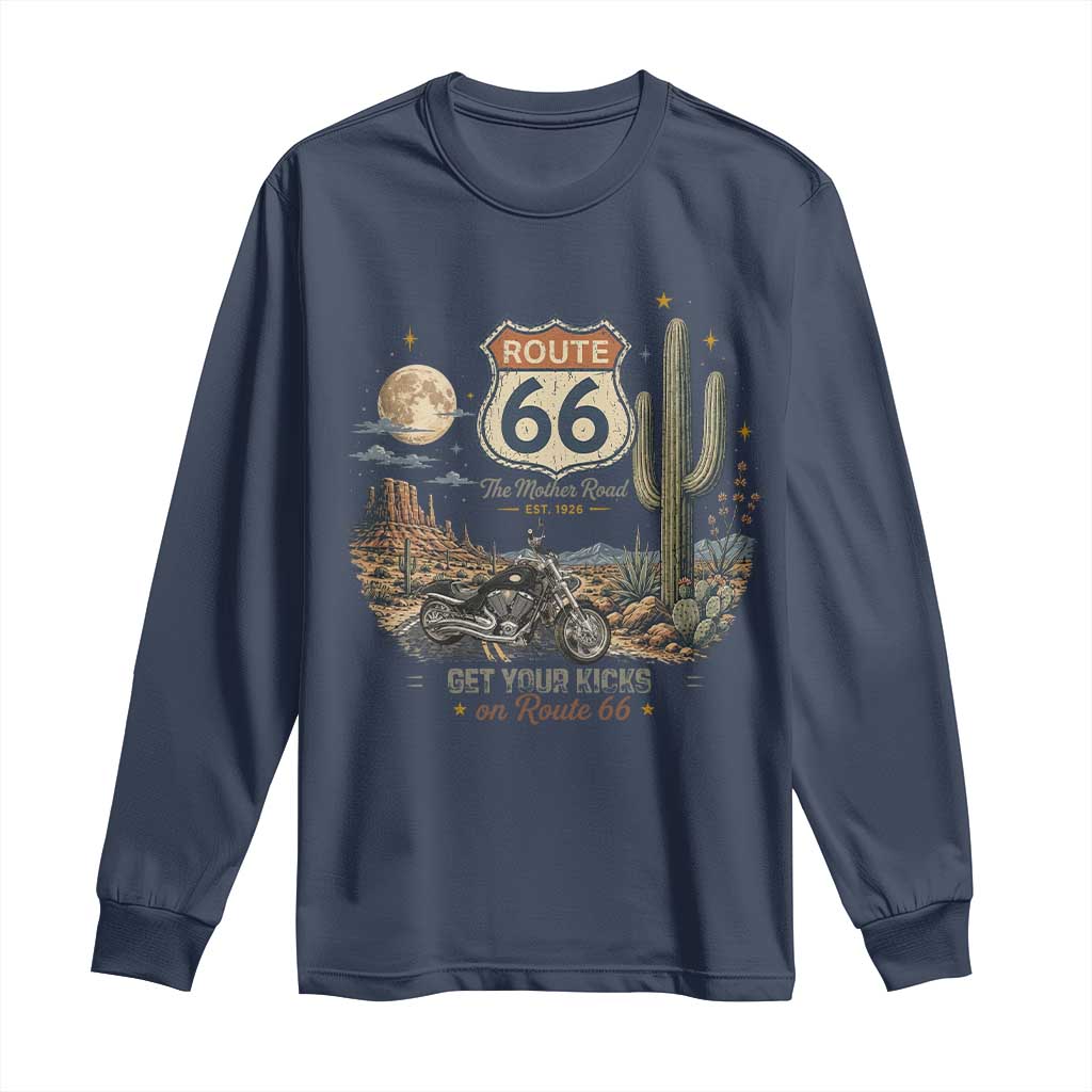 Highway 66 Get Your Kicks Centennial Road Trip Long Sleeve Shirt Vintage 1976 American Cruiser Motorcycle Lover 100th Anniversary Gift