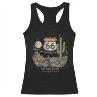 Highway 66 Get Your Kicks Centennial Road Trip Racerback Tank Top Vintage 1976 American Cruiser Motorcycle Lover 100th Anniversary Gift